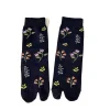 4 paires de chaussettes à tube central anti odeur à bout fendu pour femmes, jolies fleurs à deux orteils, simples, confortables et polyvalentes