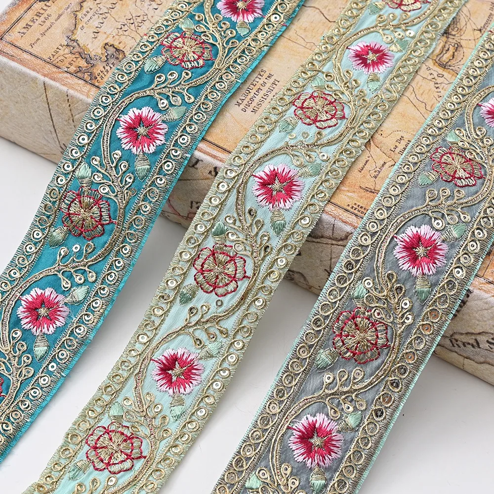 Ruban de fleurs brodé, coupe en dentelle ethnique, vêtements de bricolage, accessoires de sac, 1 mètre Ruban de fleurs brodé, coupe en dentelle ethnique, vêtements de bricolage, accessoires de sac, 1 mètre