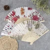 1 pièces Original en bois main fleur bambou ventilateur de poche décoration Fiestas chinois japonais pliant ventilateur pour la décoration intérieure