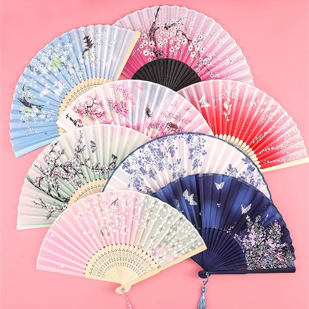 Éventail à Main Vintage InjFolding en Bambou pour Femme, Accessoires de Performance de brevChinois Japonais, Cadeaux de GérCraft, Ornements de Décoration de Maison