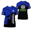 t shirt kawasaki, t shirt imprimé, séchage rapide, absorbant la transpiration, vêtements de moto amples et confortables à la mode