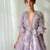 robe de soirée violette brodée de fleurs 3d, glamour, ligne a, longueur au sol, robe de soirée formelle, nouvelles robes de banquet élégantes personnalisées