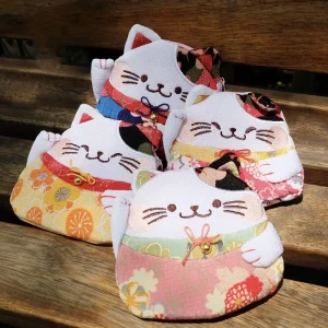 Maneki Neko – porte-monnaie de Style japonais rétro, impression de fleurs, fermeture éclair, pochette chat porte-bonheur, portefeuilles en PU, porte-carte pour femmes