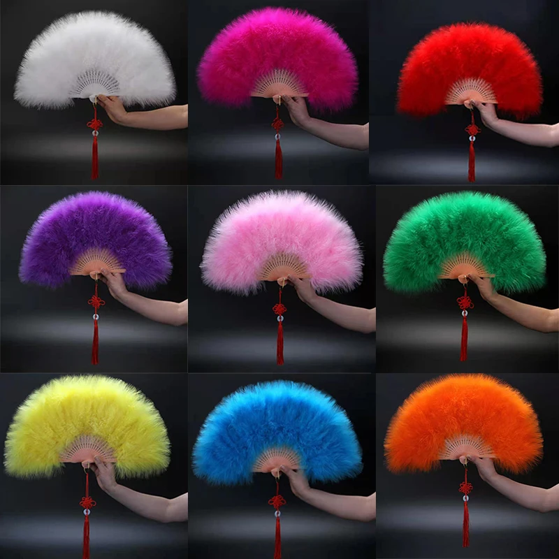 Éventail pliable à plumes pour fille, style gothique, japonais, doux, féerique, danse de cour Éventail pliable à plumes pour fille, style gothique, japonais, doux, féerique, danse de cour