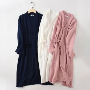 Nouveau printemps et automne japonais kimono robe couple coton crêpe peignoir hommes et femmes kimono robe robes pour femmes vêtements de nuit