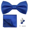 ensemble de nœuds papillon pour hommes, 3 pièces, couleur unie, chemises carrées de poche, boutons de manchette, costume papillon pour affaires, mariage, décoration cravate