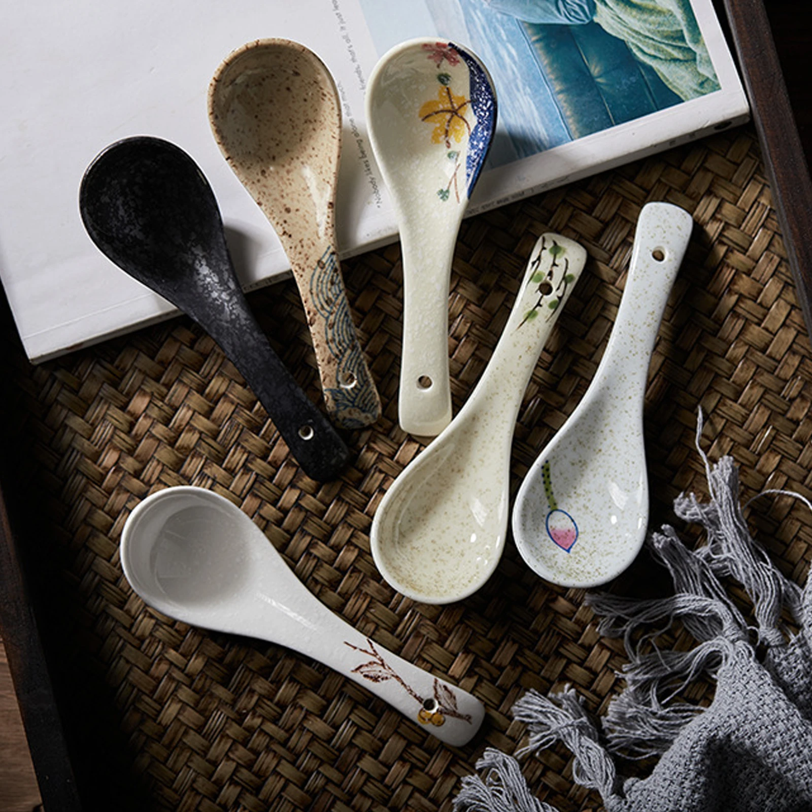 cuillère à soupe en céramique rétro de style japonais, cuillère à manger de riz, cuillère à café de service de cuisine, vaisselle, ustensiles de cuisine, outils cuillère à soupe en céramique rétro de style japonais, cuillère à manger de riz, cuillère à café de service de cuisine, vaisselle, ustensiles de cuisine, outils