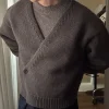 high street harajuku – cardigan noir pour hommes, marque tendance, décontracté, streetwear, rétro américain, pull tricoté ample, automne et hiver