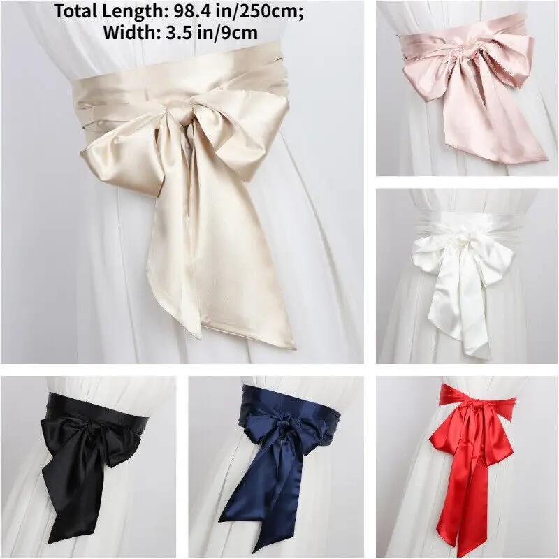 ceinture large en satin de soie pour femmes, élégante, amincissante, solide, japonaise, obi, à lacets, peignoir, robe kimono, corset, cummerbund ceinture large en satin de soie pour femmes, élégante, amincissante, solide, japonaise, obi, à lacets, peignoir, robe kimono, corset, cummerbund
