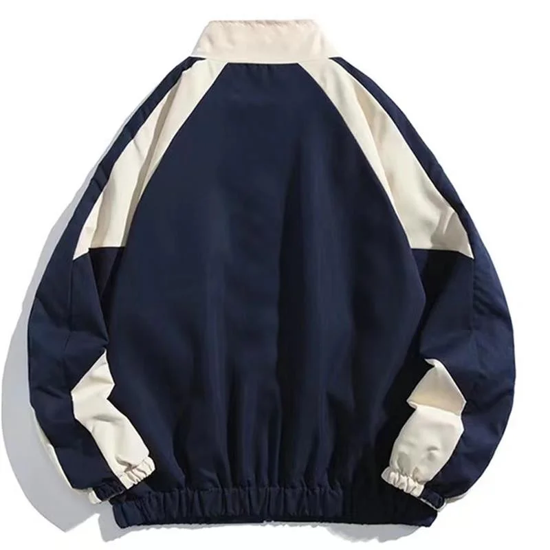 veste à col bloc de couleur rétro de style japonais pour hommes, marque décontractée surdimensionnée, vêtements d'extérieur de style collégial, printemps/automne veste à col bloc de couleur rétro de style japonais pour hommes, marque décontractée surdimensionnée, vêtements d'extérieur de style collégial, printemps/automne