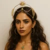 vintage soleil dieu halo bandeau étoile perle couronne baroque or défilé de mode cheveux accessoires diadème coiffure personnage habiller