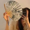 Éventail de fleurs pliant en bambou vintage, éventail de mariage, cadeaux artistiques, éventail en soie de style chinois et japonais, éventail pliant de danse