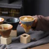 tasse à café en céramique rétro de 200ml, poterie créative, latte japonais, fleur, porcelaine, art de la maison décoratif