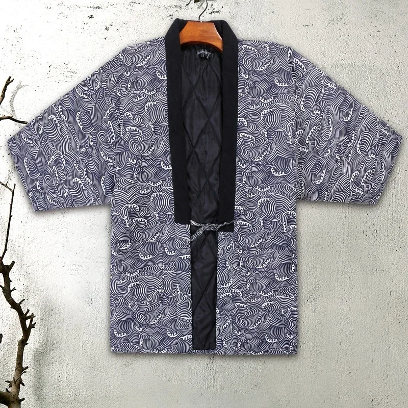 veste hanten en coton rembourré pour homme, kimono vintage japonais, cardigan traditionnel, haut chaud, vêtements de maison asiatiques, pyjamas d'hiver veste hanten en coton rembourré pour homme, kimono vintage japonais, cardigan traditionnel, haut chaud, vêtements de maison asiatiques, pyjamas d'hiver
