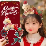 Bandeaux de sauna de Noël pour filles, accessoires pour cheveux d&rsquo;ours, robe de vacances mignonne, équipement de sauna super mignon, bijoux en épingle à cheveux pour filles