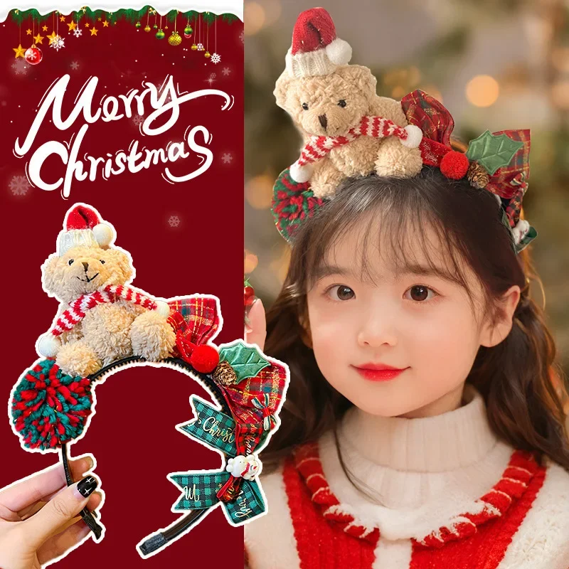 Bandeaux de sauna de Noël pour filles, accessoires pour cheveux d’ours, robe de vacances mignonne, équipement de sauna super mignon, bijoux en épingle à cheveux pour filles Bandeaux de sauna de Noël pour filles, accessoires pour cheveux d’ours, robe de vacances mignonne, équipement de sauna super mignon, bijoux en épingle à cheveux pour filles