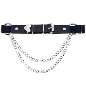 Harnais de jambe réglable Harajuku, chaîne Punk, ceinture de jarretelles en forme de cœur, accessoires de mode en cuir PU pour femmes, bretelles