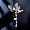broche papillon brillante pour femmes, en zircon cubique, badge d'insecte animal exquis, bijoux de mariage, vêtements, cadeaux de décoration