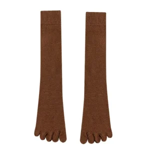Chaussettes longues antidérapantes simples à cinq doigts, Harajuku, couleur unie, chaussettes à bout fendu, bonneterie à bout séparé, bas à mi-tube pour femmes et filles