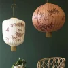 lanterne japonaise peinture suspension lampe à la main tissu abat jour lustre chambre restaurant hôtel rétro tissu suspension