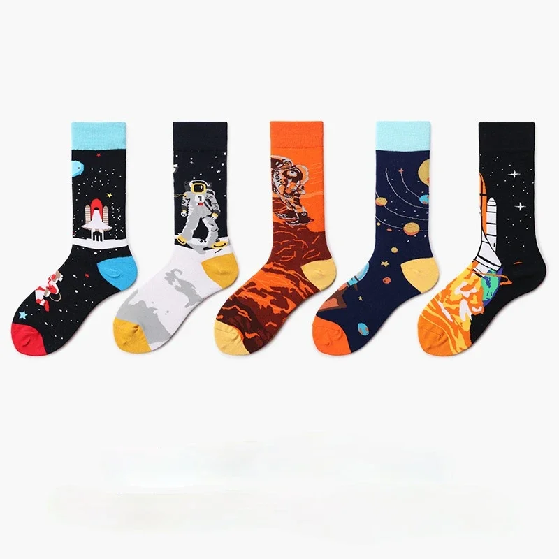 chaussettes de l'espace extérieur, 1 socquettes créatives en coton, pour couple, dessin animé alien, nouvelle collection automne et hiver 2021 chaussettes de l'espace extérieur, 1 socquettes créatives en coton, pour couple, dessin animé alien, nouvelle collection automne et hiver 2021