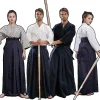aikido gi uniforme coton hapkido pantalon kendo hakama noir bleu profond blanc samouraï japonais traditionnel keikogi