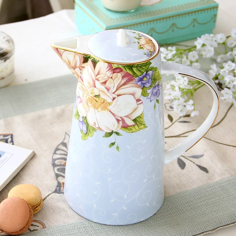 théière européenne en porcelaine osseuse, ensemble de tasses à thé anglais de l'après midi, cafetière en porcelaine de haute qualité, bouilloire résistante à la chaleur, 1000ml théière européenne en porcelaine osseuse, ensemble de tasses à thé anglais de l'après midi, cafetière en porcelaine de haute qualité, bouilloire résistante à la chaleur, 1000ml