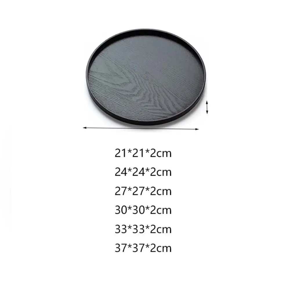 plateau de service rond multifonctionnel, plateau à thé noir en bois, assiette alimentaire japonaise, café plateau de service rond multifonctionnel, plateau à thé noir en bois, assiette alimentaire japonaise, café
