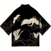 cardigan kimono japonais yukata samouraï pour hommes et femmes, chemise imprimée grue, plage haori harajuku obi, style chinois, streetwear asiatique 5xl