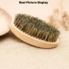 brosse de rasage professionnelle en bois pour hommes, poils de sanglier souples, kit de peigne à moustache avec sac cadeau, brosse de coiffeur, peignes à cheveux