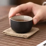 Tasse à thé rétro Boutique, bol à thé noir fait à la main, luxe chinois, tasse unique, cérémonie du thé, 6 pièces