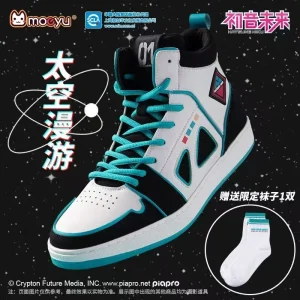 Moeyu Hatsune Miku chaussures pour hommes Vocaloid Cosplay hommes baskets femmes Tennis Sport athlétique Anime Figure chaussure décontracté cadeau chaussettes