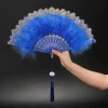 Éventail pliant en plumes, fée japonaise douce pour fille, gothique foncé, danse de cour, à main avec pendentif, cadeau, décoration de fête de mariage