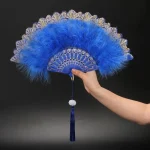 Éventail pliant en plumes, fée japonaise douce pour fille, gothique foncé, danse de cour, à main avec pendentif, cadeau, décoration de fête de mariage Éventail pliant en plumes, fée japonaise douce pour fille, gothique foncé, danse de cour, à main avec pendentif, cadeau, décoration de fête de mariage