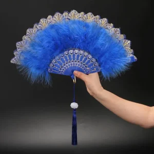 Éventail pliant en plumes, fée japonaise douce pour fille, gothique foncé, danse de cour, à main avec pendentif, cadeau, décoration de fête de mariage