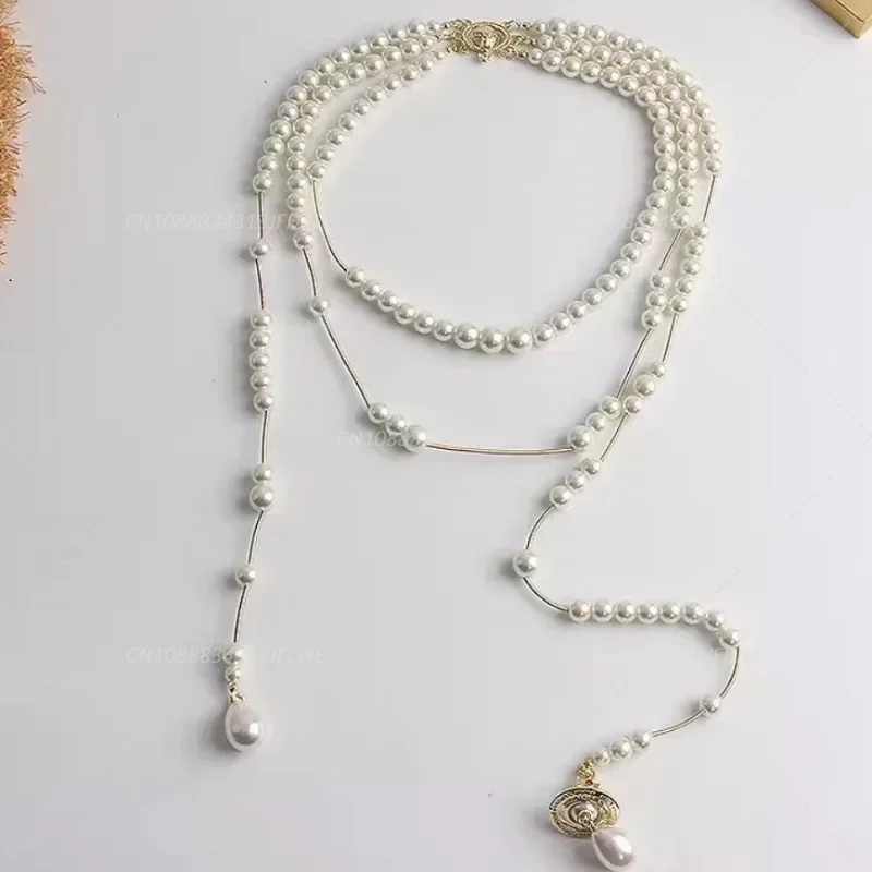collier multicouche élégant à franges en perles, niche haut de gamme, sensation asymétrique, chaîne de cou drapée, collier vintage tendance collier multicouche élégant à franges en perles, niche haut de gamme, sensation asymétrique, chaîne de cou drapée, collier vintage tendance
