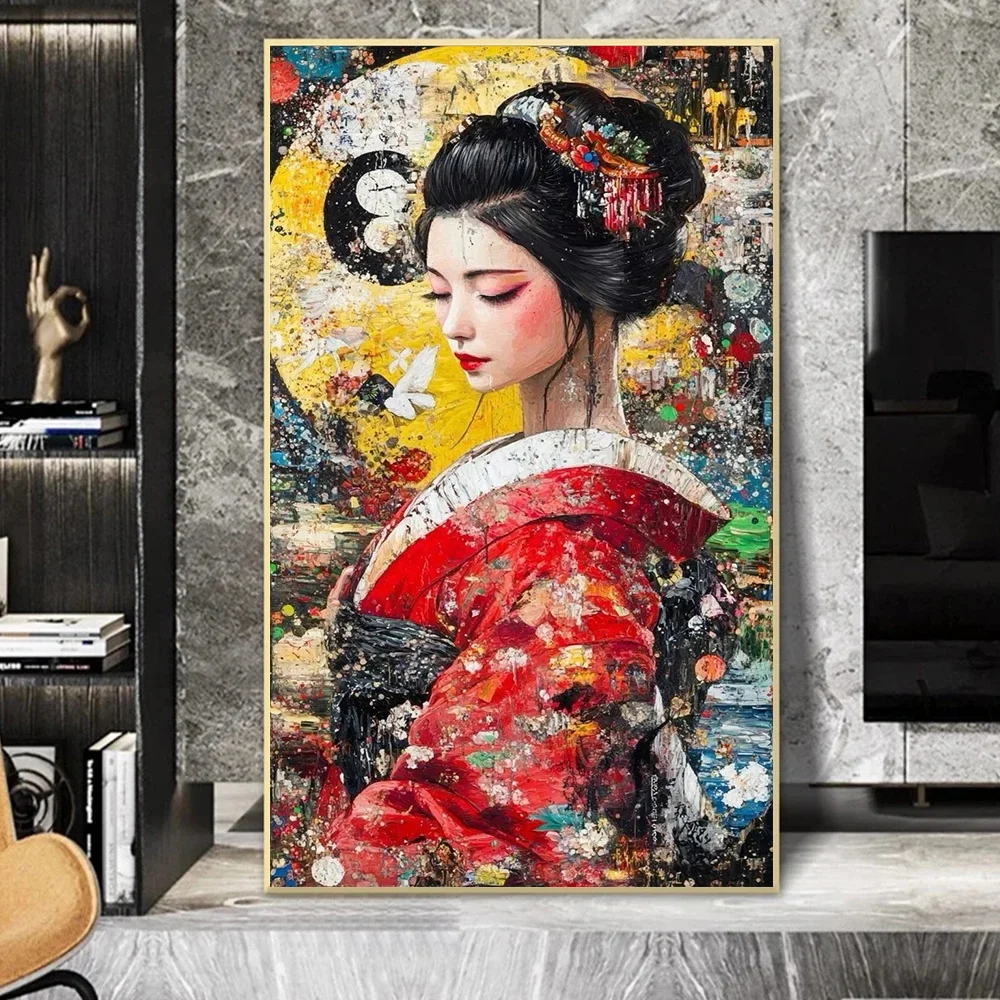 Peinture de Geisha japonaise abstraite pour femme, toile murale, Art Vintage, fille, Anime, imprimés d’affiches pour chambre à coucher, salon, décoration de maison Peinture de Geisha japonaise abstraite pour femme, toile murale, Art Vintage, fille, Anime, imprimés d’affiches pour chambre à coucher, salon, décoration de maison