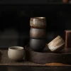 tasse à thé japonaise en poterie brute faite à la main, service à thé kung fu en céramique, tasse unique, style antique, chemin silencieux, artisanat antique, cadeau