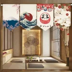Rideau de porte triangulaire Noren japonais, porte courte, fanion de cuisine, porte de séparation, porche dominant, bannière de confrontation, décor personnalisé