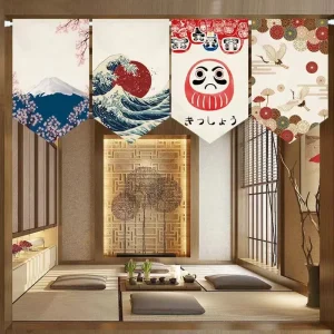 Rideau de porte triangulaire Noren japonais, porte courte, fanion de cuisine, porte de séparation, porche dominant, bannière de confrontation, décor personnalisé Rideau de porte triangulaire Noren japonais, porte courte, fanion de cuisine, porte de séparation, porche dominant, bannière de confrontation, décor personnalisé