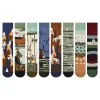 Chaussettes mi-mollet pour femme, dessin animé japonais, personnalité, mode couple, longue rue, planche à roulettes, marée, 2024