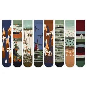 Chaussettes mi-mollet pour femme, dessin animé japonais, personnalité, mode couple, longue rue, planche à roulettes, marée, 2024