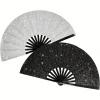 Éventail à main scintillant, grand éventail pliable en bambou pour spectacle de Festival, accessoire de décoration élégant et réutilisable Éventail à main scintillant, grand éventail pliable en bambou pour spectacle de Festival, accessoire de décoration élégant et réutilisable