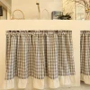 1Pc Tian Zi Grids Rideau court à volants en lin avec tige, adapté au rideau décoratif de séparation de balcon de café de restaurant, demi-rideau de café de salon de cuisine rétro de pays américain 1Pc Tian Zi Grids Rideau court à volants en lin avec tige, adapté au rideau décoratif de séparation de balcon de café de restaurant, demi-rideau de café de salon de cuisine rétro de pays américain