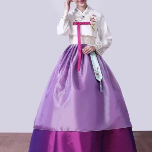 Ensemble Hanbok de cour pour femmes, nouveau Style coréen, fleur brodée, robe de mariée coréenne, robe de danse de spectacle Ensemble Hanbok de cour pour femmes, nouveau Style coréen, fleur brodée, robe de mariée coréenne, robe de danse de spectacle