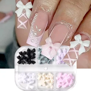 Breloques à ongles de luxe pour la décoration de nœuds japonais mignons, pièces de ruban Kawaii, conception de figurines de bijoux, faux accessoires et outils de manucure