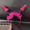 bandeau de fête d'enterrement de vie de jeune fille, plumes rouges et roses, bandeau de cheveux sexy pour future mariée, décor de fête de poule heureuse, accessoire photo