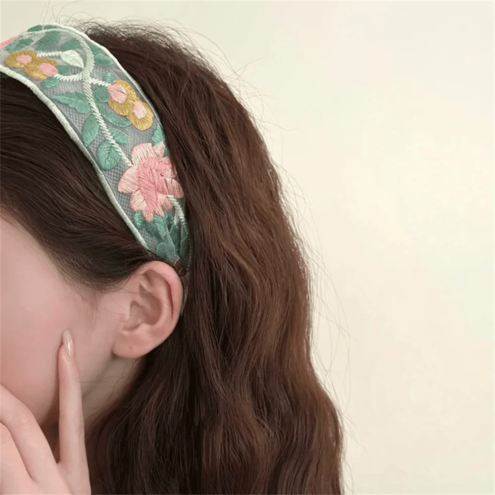 bandeau élégant en mousseline de soie brodée de fleurs pour femmes, décoration de cheveux doux, bandeau de sauna, cerceau, turban, accessoires de cheveux à la mode bandeau élégant en mousseline de soie brodée de fleurs pour femmes, décoration de cheveux doux, bandeau de sauna, cerceau, turban, accessoires de cheveux à la mode