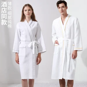 Salon de beauté hôtel pur coton mince gaufre Style peignoir hommes et femmes longue absorbant toutes saisons universelle grande taille Robe Salon de beauté hôtel pur coton mince gaufre Style peignoir hommes et femmes longue absorbant toutes saisons universelle grande taille Robe