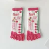 femmes orteil chaussettes avec doigts séparés mignon 5 doigts chaussettes dessin animé coton mi tube cinq doigts chaussettes sport yoga printemps été